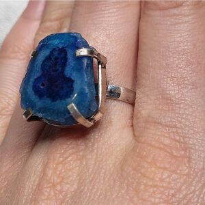Bohemian Solar Druzy Quartz Ring Size 8